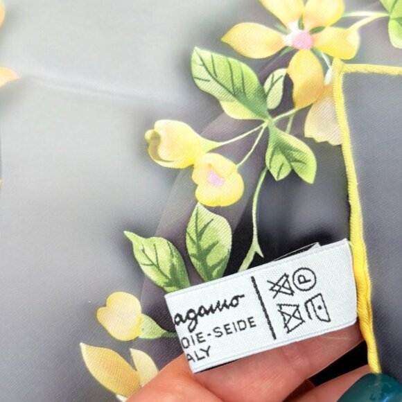 Salvatore Ferragamo 100% Silk Square Floral Butterfly Scarf 33"X 33" - Picture 7 of 13